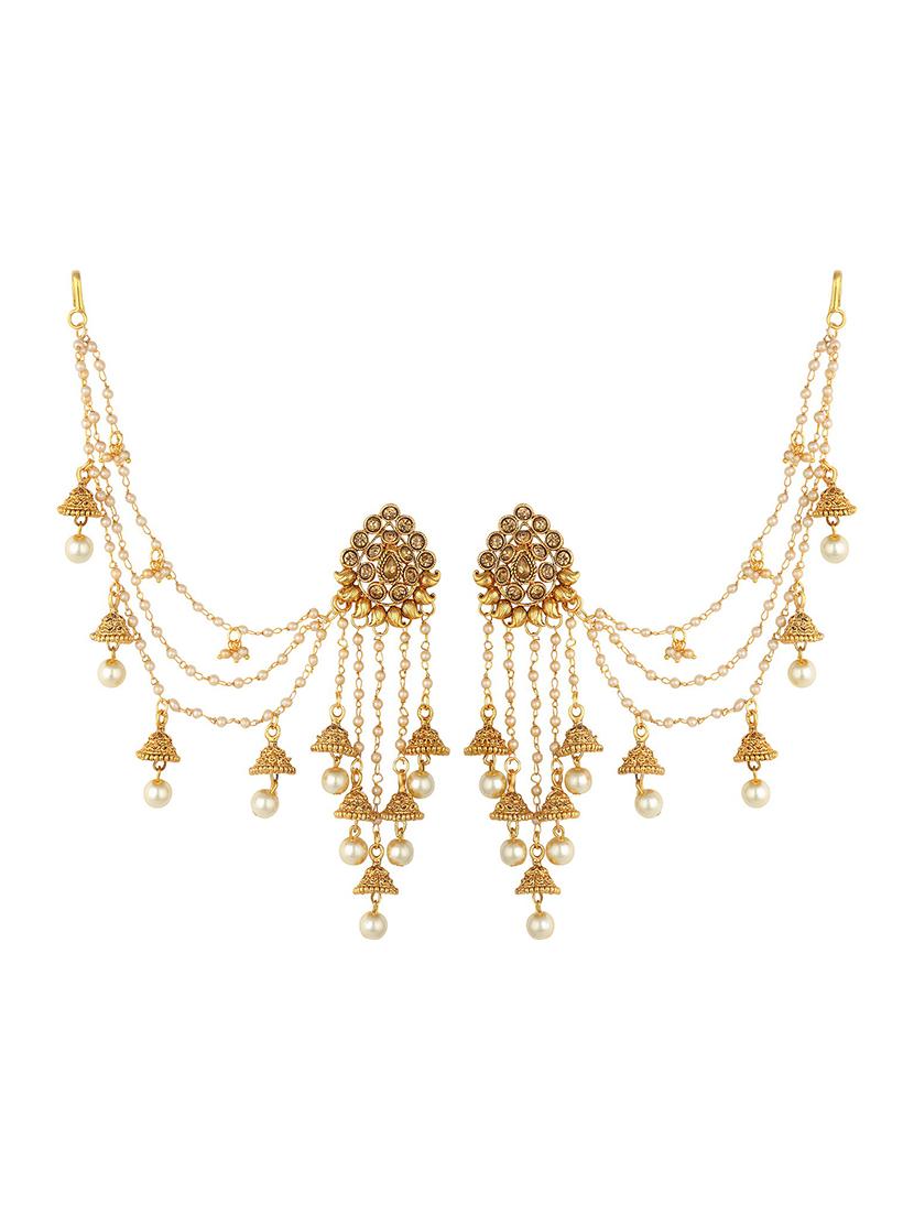 gold brass jhumka earring - 16964495 - Zoom Image - 1