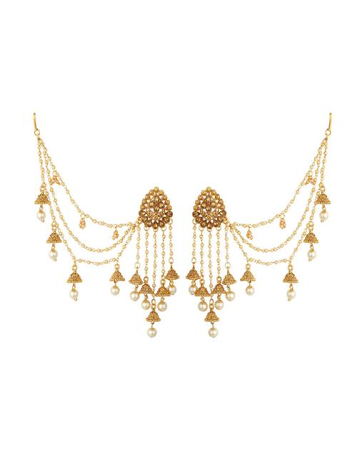 gold brass jhumka earring - 16964497 - Standard Image - 1