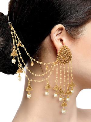 gold brass jhumka earring - 16964497 - Standard Image - 3