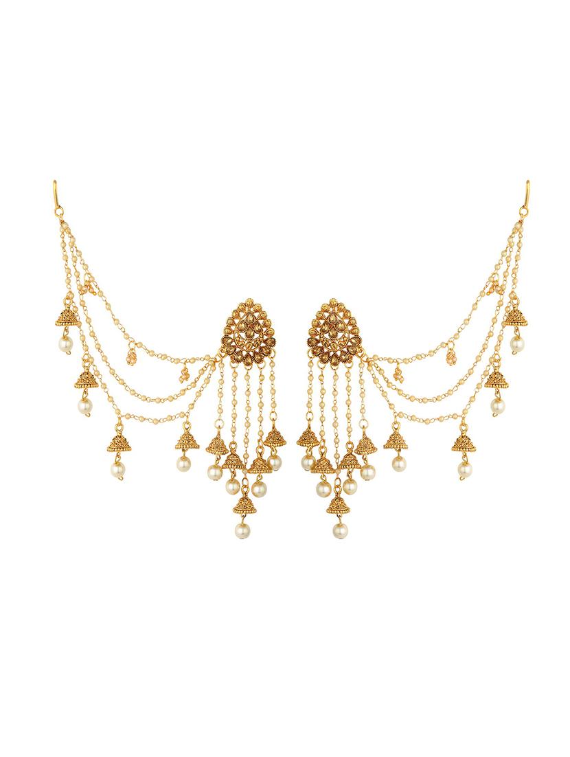 gold brass jhumka earring - 16964497 - Zoom Image - 1