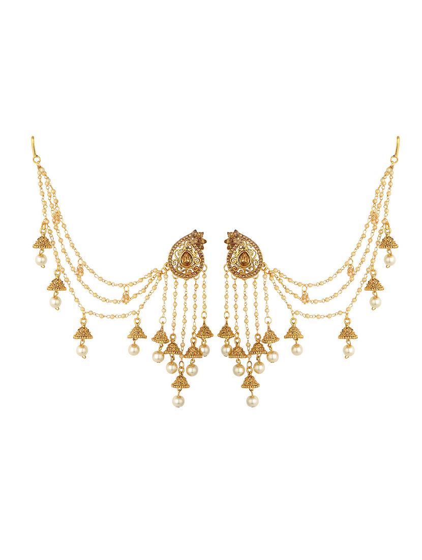 gold brass jhumka earring - 16964498 - Zoom Image - 1