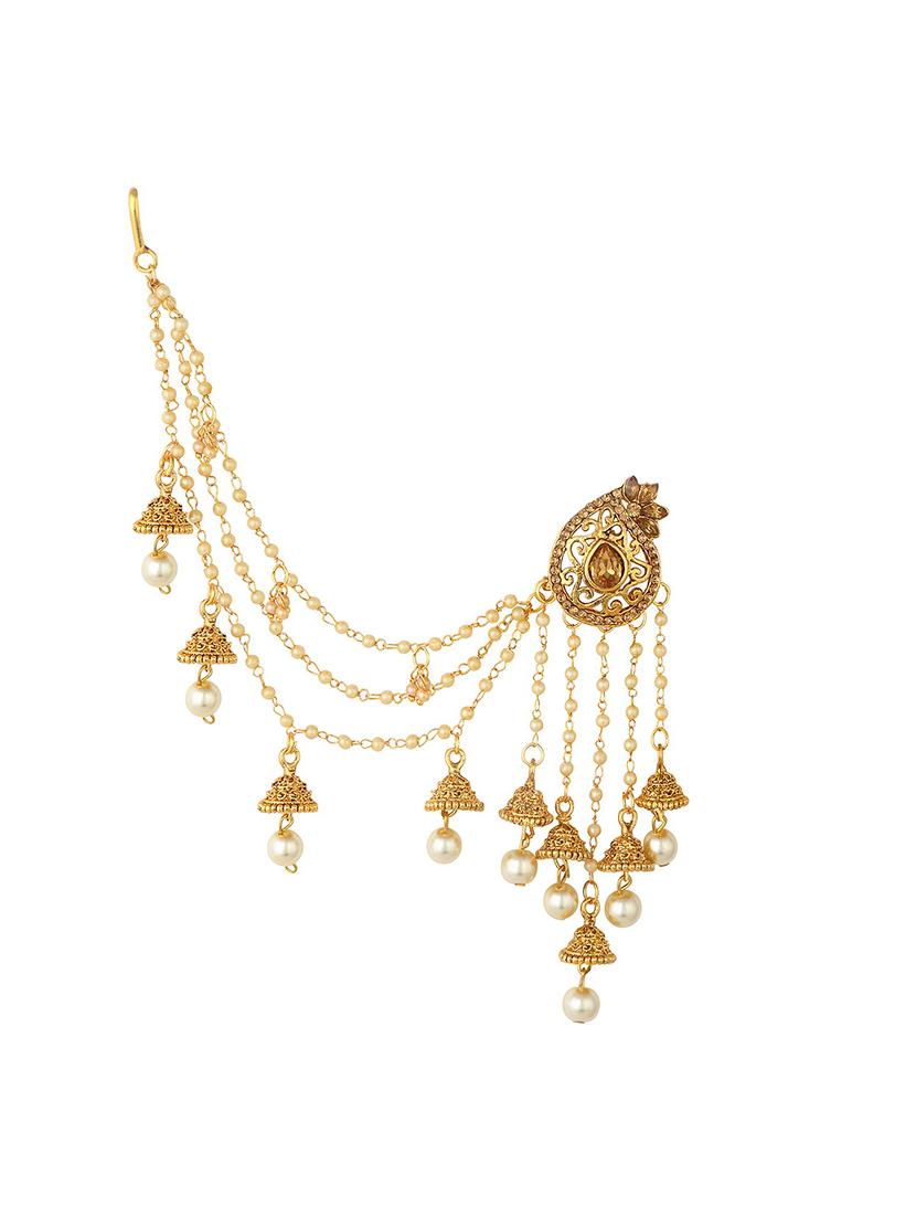 gold brass jhumka earring - 16964498 - Zoom Image - 2