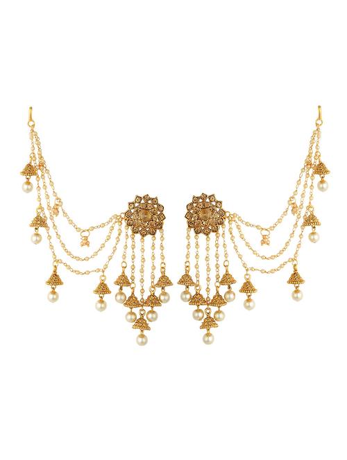 gold brass jhumka earring - 16964501 - Standard Image - 1