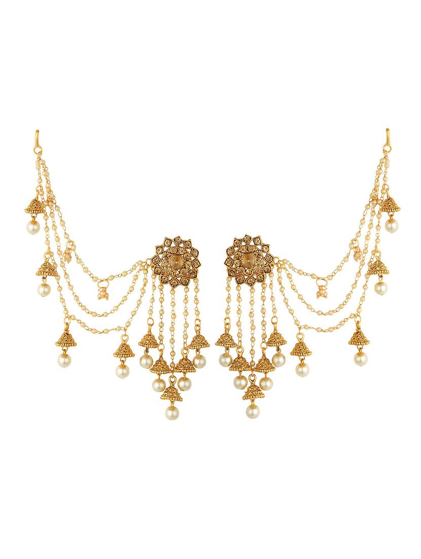 gold brass jhumka earring - 16964501 - Zoom Image - 1