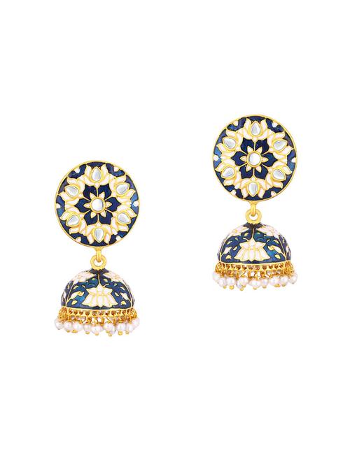 blue brass jhumka earring - 16964641 - Standard Image - 1