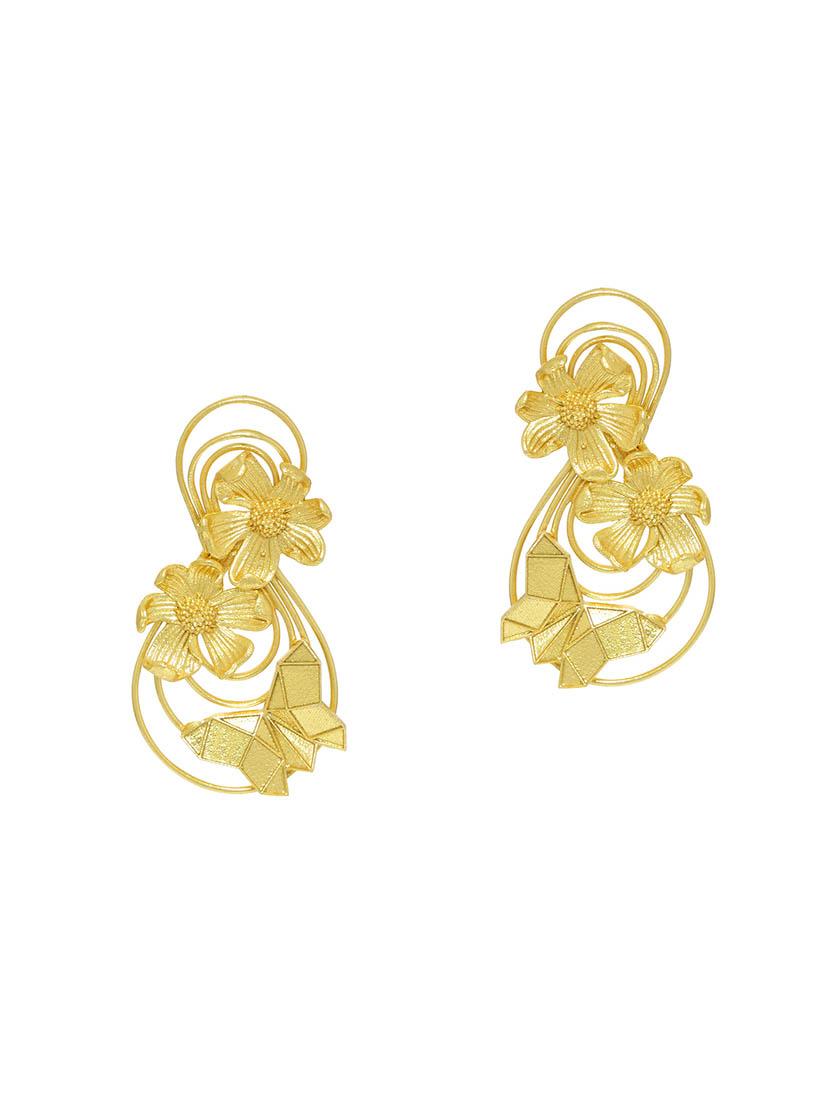 gold brass chandellier earring - 16964676 - Zoom Image - 1
