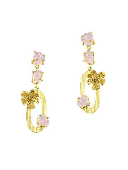 gold brass drop earring - 16964677 - Standard Image - 1