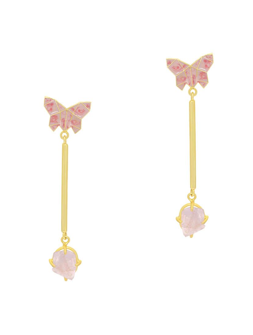 pink brass drop earring - 16964678 - Zoom Image - 1