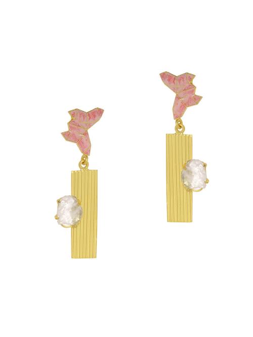 pink brass drop earring - 16964682 - Standard Image - 1