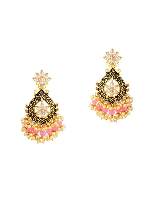 pink brass chandellier earring - 16964695 - Standard Image - 1