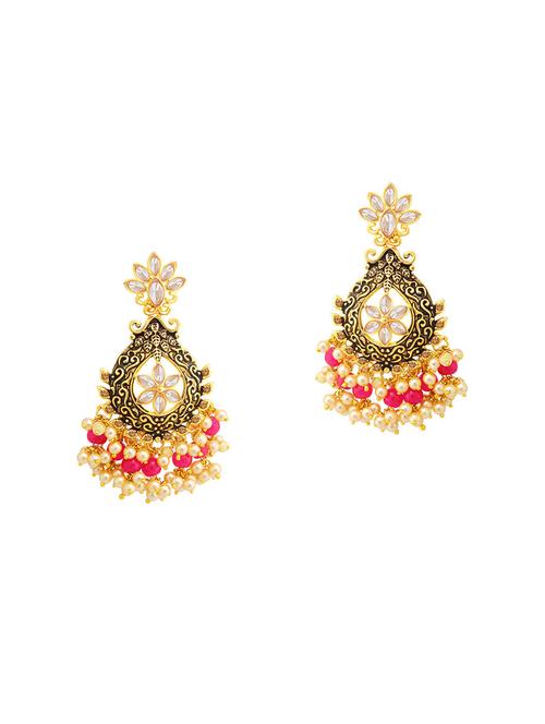 pink brass chandellier earring - 16964698 - Standard Image - 1