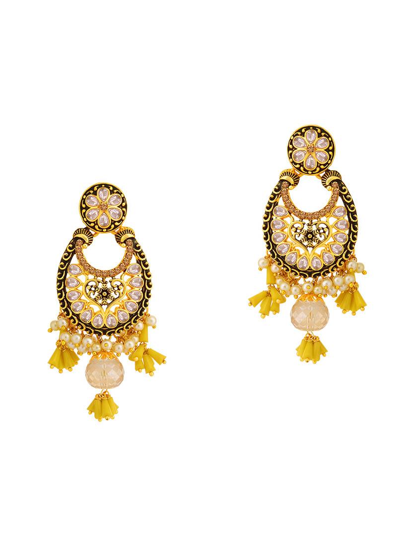 gold brass chandellier earring - 16964780 - Zoom Image - 1