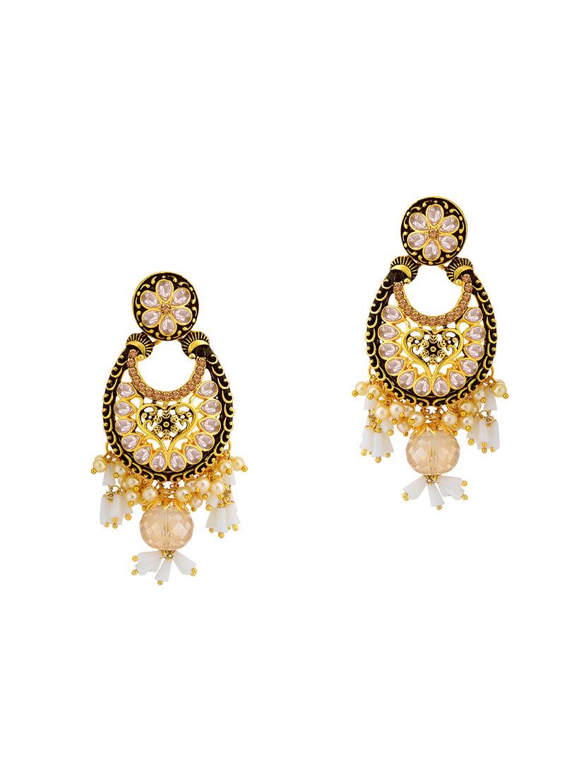 gold brass chandellier earring - 16964781 - Zoom Image - 1