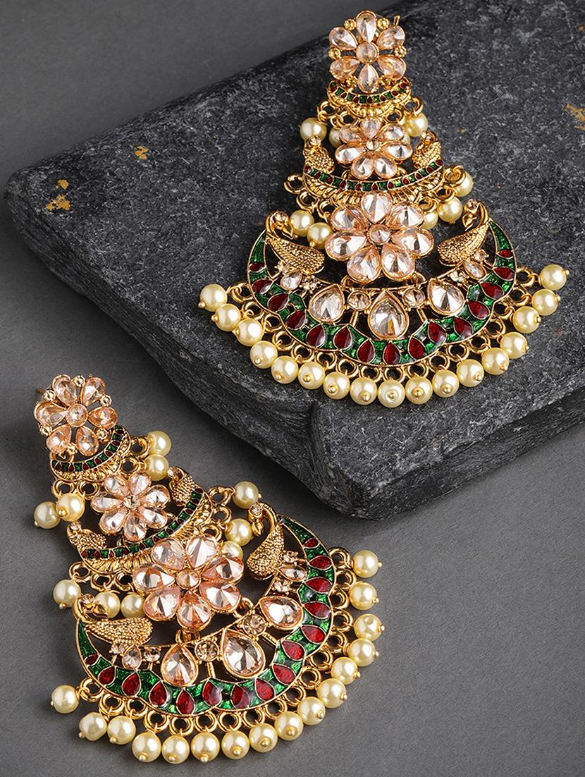 gold brass chandballi earring - 16964857 - Zoom Image - 2