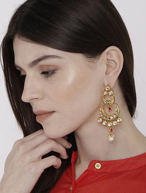 gold brass chandballi earring - 16964858 - Standard Image - 3