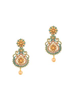 green brass chandellier earring maangtikka - 16964965 - Standard Image - 3