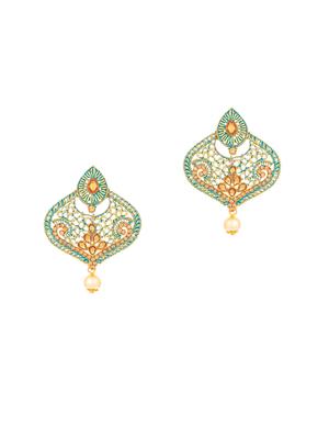 green brass chandellier earring maangtikka - 16964966 - Standard Image - 3