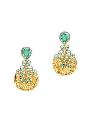 green brass chandellier earring maangtikka - 16964967 - Standard Image - 3