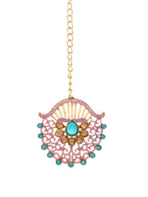 blue brass chandballi earring maangtikka - 16964969 - Standard Image - 2