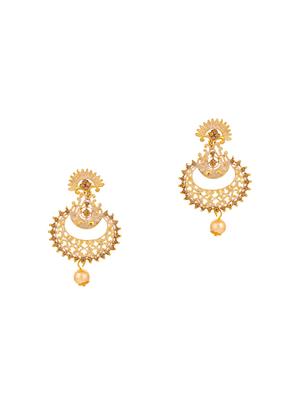 gold brass chandballi earring maangtikka - 16964970 - Standard Image - 3