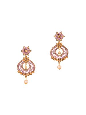 gold brass drop earring & maangtikka - 16964971 - Standard Image - 3