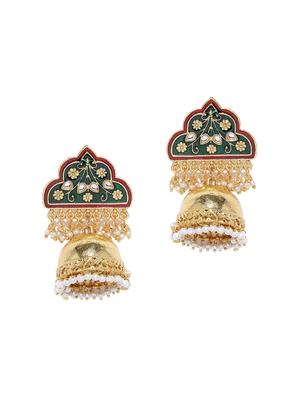 green brass jhumka earring - 16965000 - Standard Image - 2