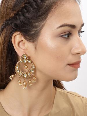 gold brass chandballi earring - 16965010 - Standard Image - 2