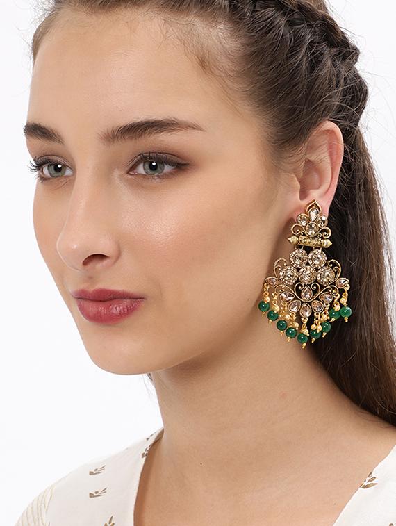 green brass chandellier earring - 16965029 - Zoom Image - 3
