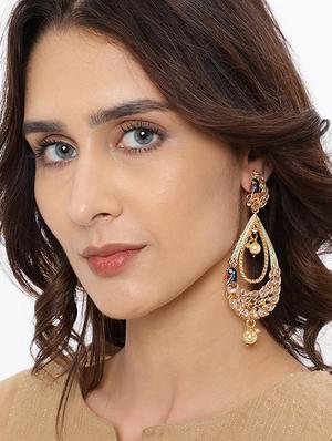 blue brass chandellier earring - 16965030 - Standard Image - 3