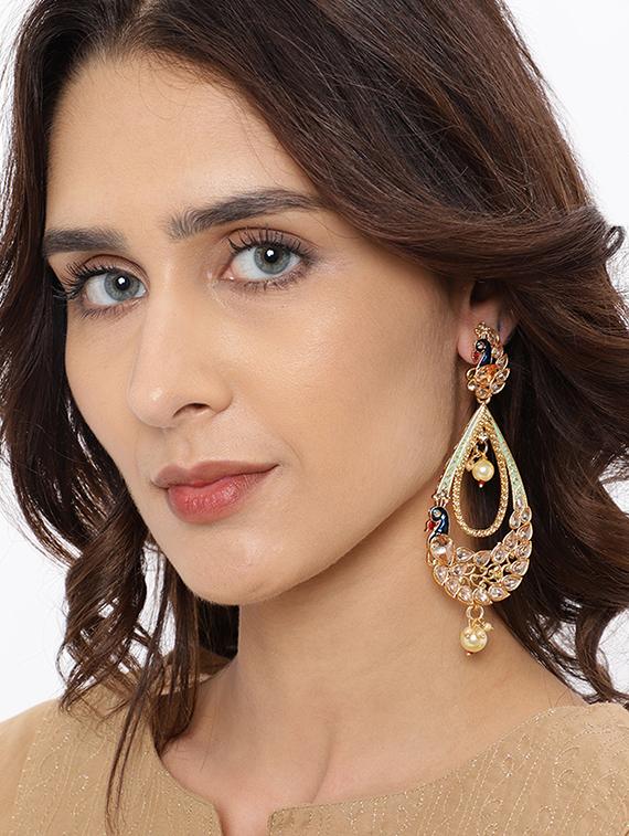 blue brass chandellier earring - 16965030 - Zoom Image - 3
