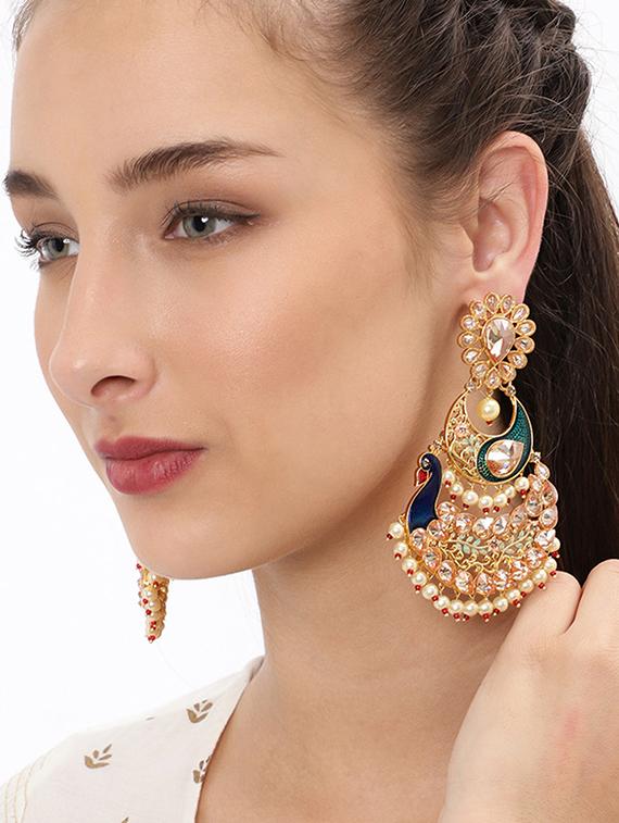 green brass chandellier earring - 16965035 - Zoom Image - 2
