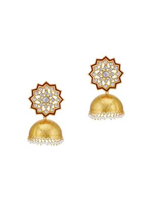 gold brass jhumka earring - 16965056 - Standard Image - 2