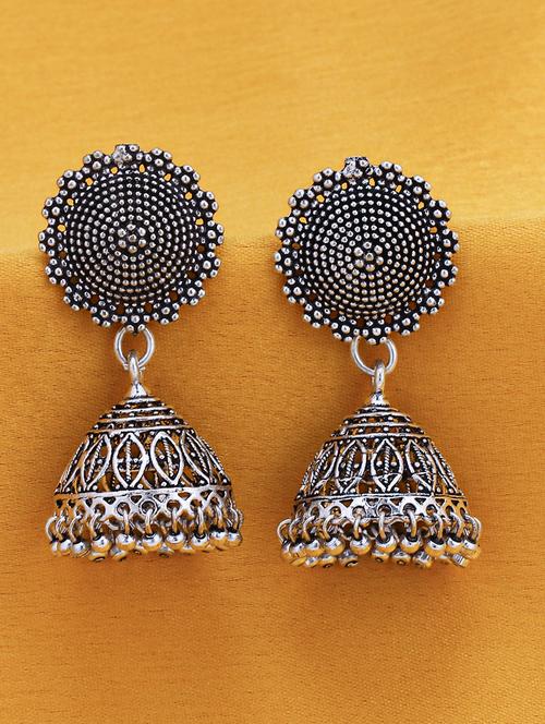 silver brass jhumka earring - 16965061 - Standard Image - 1