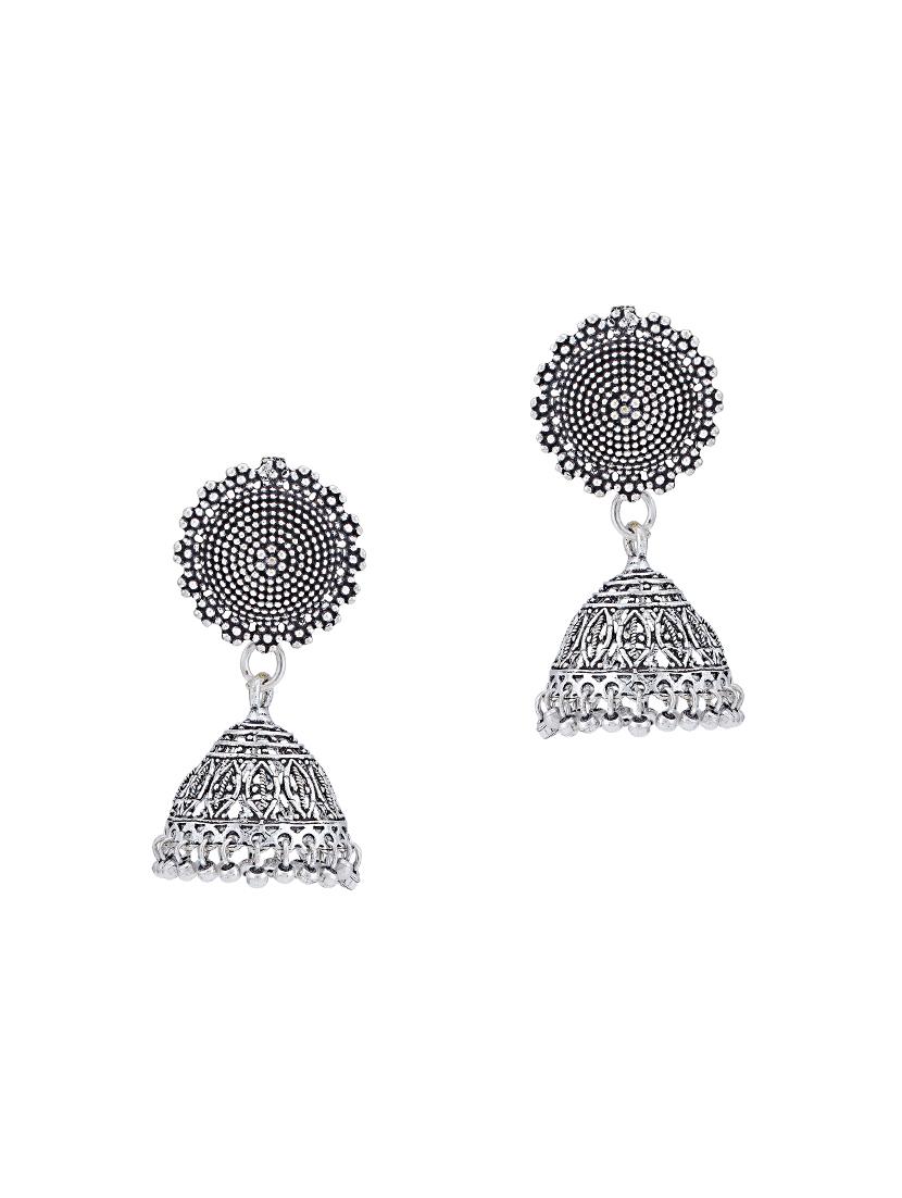 silver brass jhumka earring - 16965061 - Zoom Image - 2