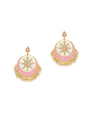pink brass chandballi earring - 16965065 - Standard Image - 2
