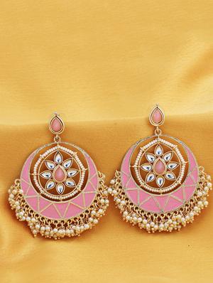 pink brass chandballi earring - 16965065 - Standard Image - 3