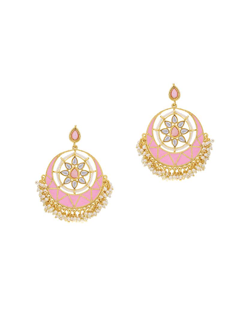 pink brass chandballi earring - 16965065 - Zoom Image - 2