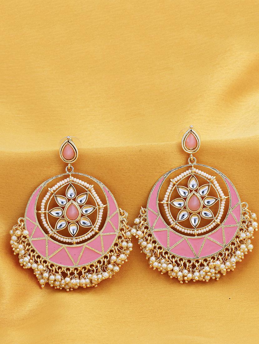 pink brass chandballi earring - 16965065 - Zoom Image - 3