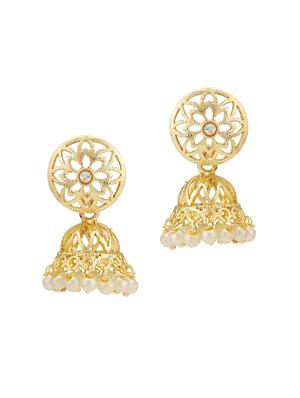 gold brass jhumka earring - 16965067 - Standard Image - 2