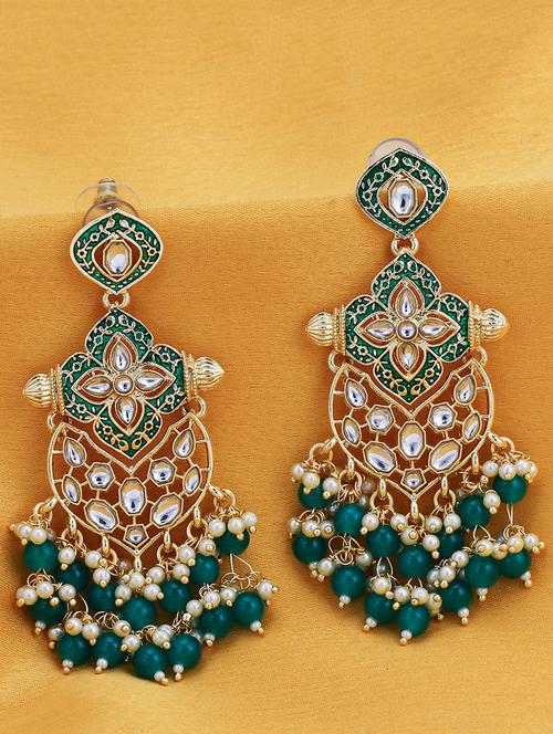 green brass chandellier earring - 16965071 - Standard Image - 1