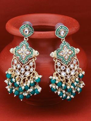 green brass chandellier earring - 16965071 - Standard Image - 3