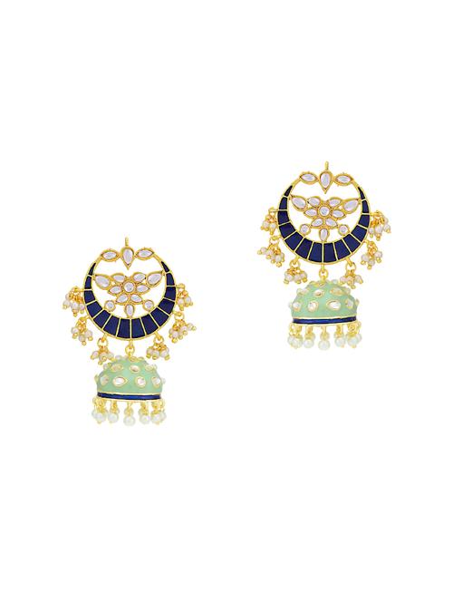 blue brass chandballi earring - 16965075 - Standard Image - 1