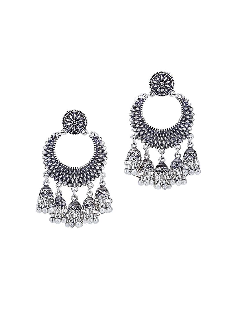 silver brass chandellier earring - 16965078 - Zoom Image - 2