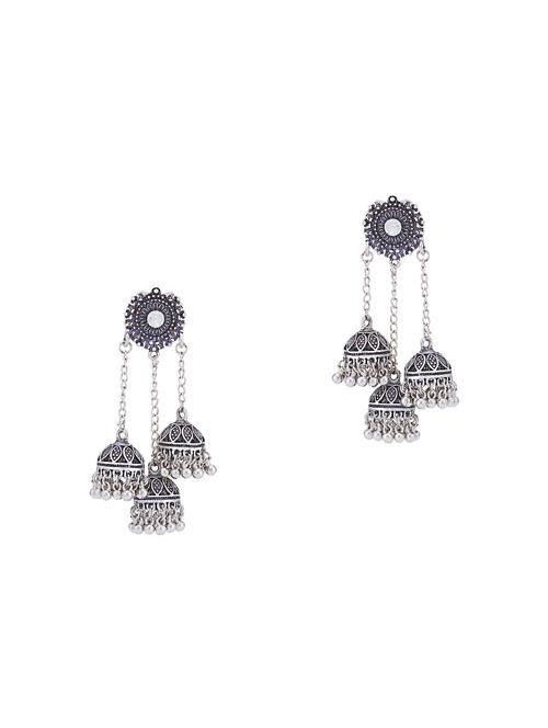 silver brass chandellier earring - 16965081 - Standard Image - 1