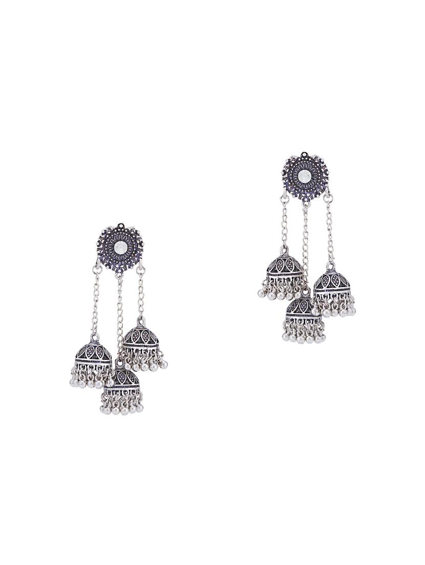 silver brass chandellier earring - 16965081 - Zoom Image - 1
