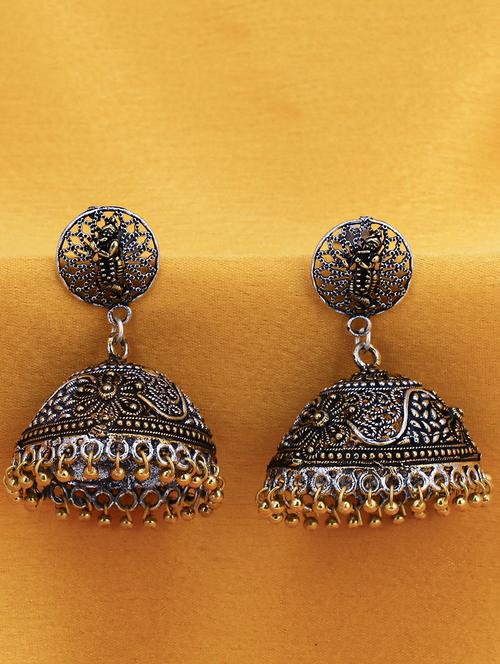 silver brass jhumka earring - 16965084 - Standard Image - 1