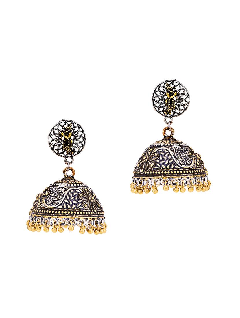 silver brass jhumka earring - 16965084 - Zoom Image - 2