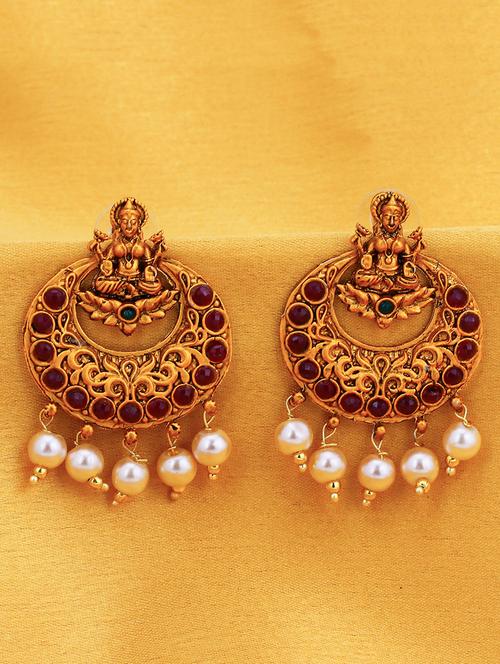 pink brass chandballi earring - 16965088 - Standard Image - 1