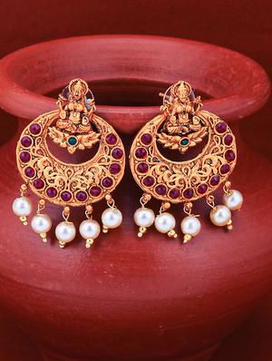 pink brass chandballi earring - 16965088 - Standard Image - 3