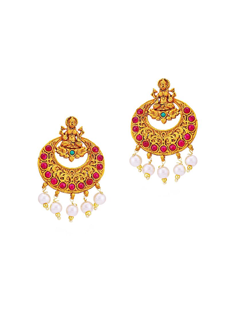 pink brass chandballi earring - 16965088 - Zoom Image - 2